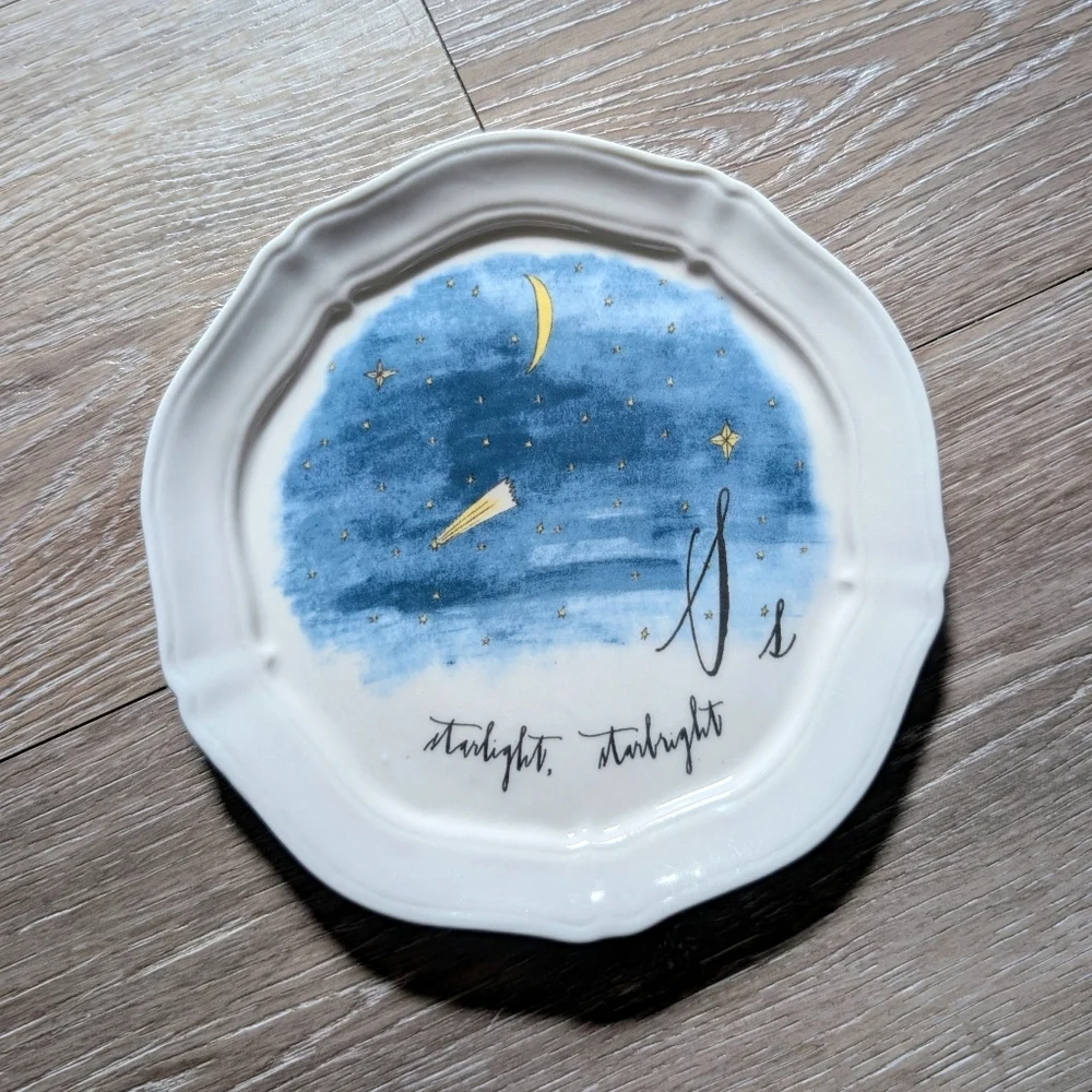Anthropologie Linea Carta Plate Letter S Starlight, Starbright Stars Night